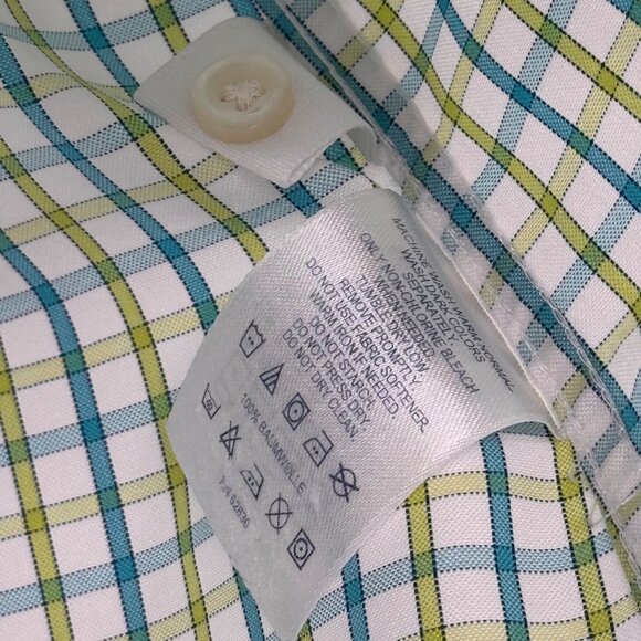 Lands End Womens pinpoint Oxford no iron Plaid Shirt Size 12 Cotton blend - Picture 3 of 10